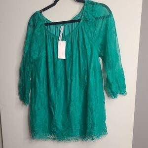 NY Collection Emerald Lace Blouse